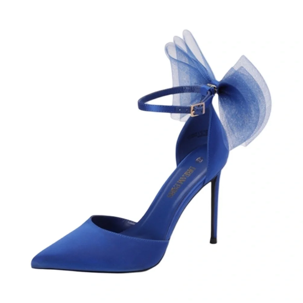 Dream Pairs Royal Blue Silky Bow Stiletto Heels Women’s Size 9.5